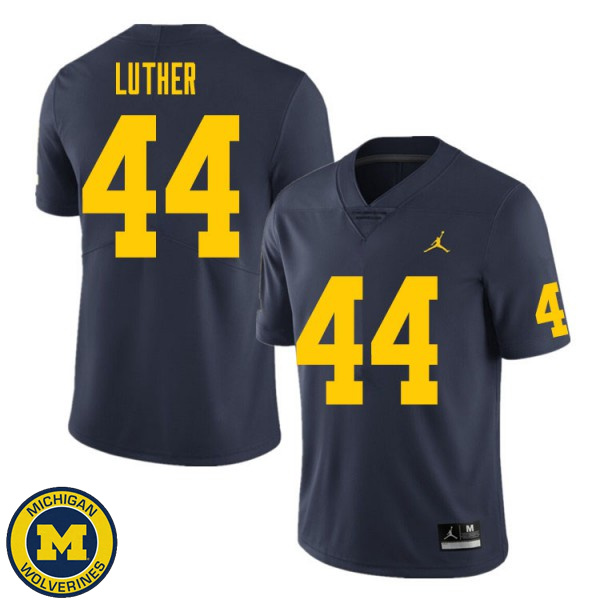 Mens University of Michigan #44 Joshua Luther Navy Replica Game Jersey